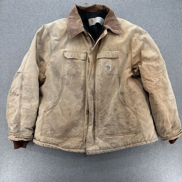 Carhartt Other - Vintage Carhartt Jacket Men XL Large Duck Canvas Chore Coat Corduroy Collar Barn